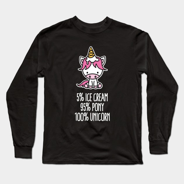 5% ice cream 95% pony 100% unicorn pun funny girl Long Sleeve T-Shirt by LaundryFactory